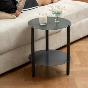 Mesa Auxiliar "ATOM" – Mesita Metálica de 2 Niveles | Ø40 cm