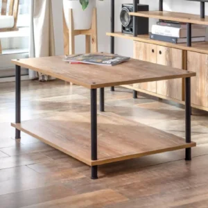 Mesa Ratona "LAGOM" – Industrial con Doble Nivel 90 cm x 60 cm