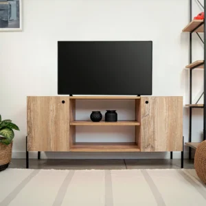 Rack de TV "LOKE" – Mueble Bajo Industrial con 2 Puertas | 130 cm | Color Atakama