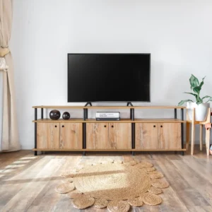 Rack de TV "MIVO" – Mueble Industrial de 192 cm con Puertas y Estantes - Atakama