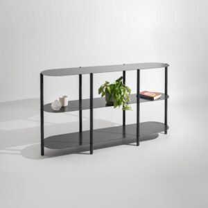 Rack de TV "NOVAQ" – Mueble Bajo Metálico con Estantes Abiertos | 140 cm