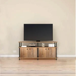 Rack de TV "VETA" – Mueble Industrial de 2 Cuerpos con Estantes y Puertas